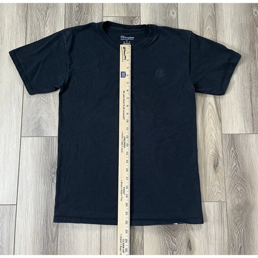Champion Authentic Black Short Sleeve Tee Mens S 100% Cotton Embroidered Logo - Picture 7 of 8